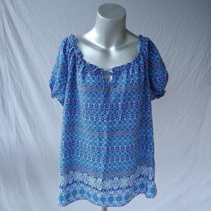 Izod Tie Front Puff Sleeve Blouse